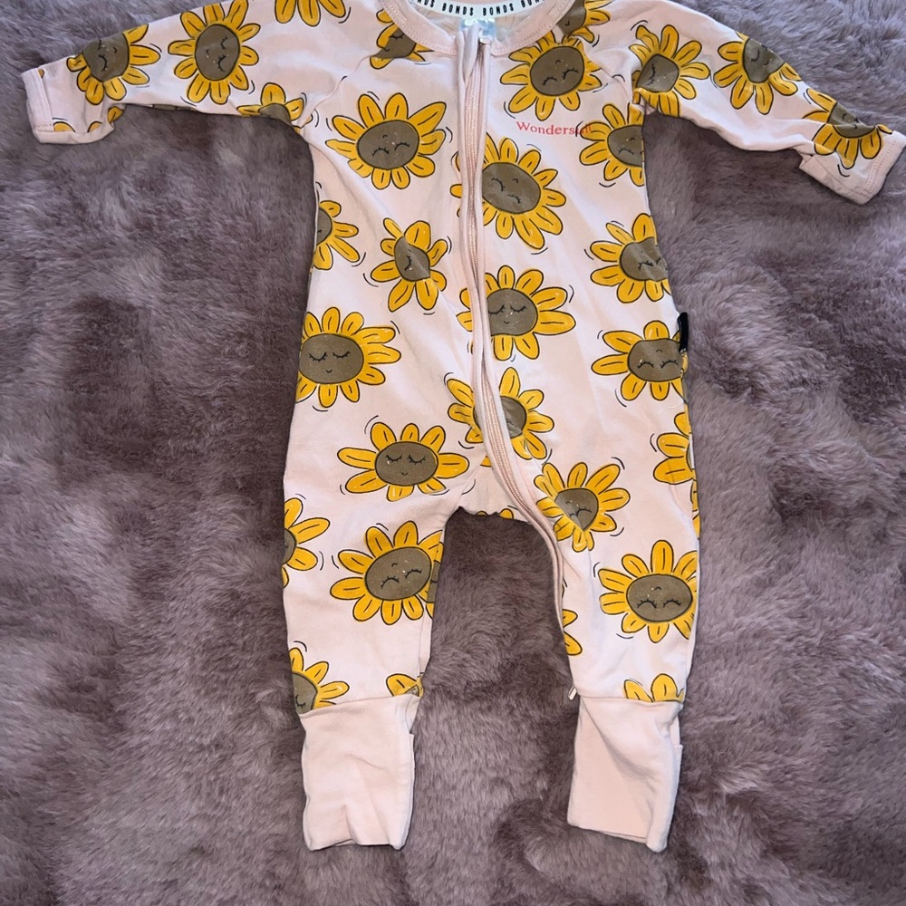 Wondersuit Sunflower Print baby footie